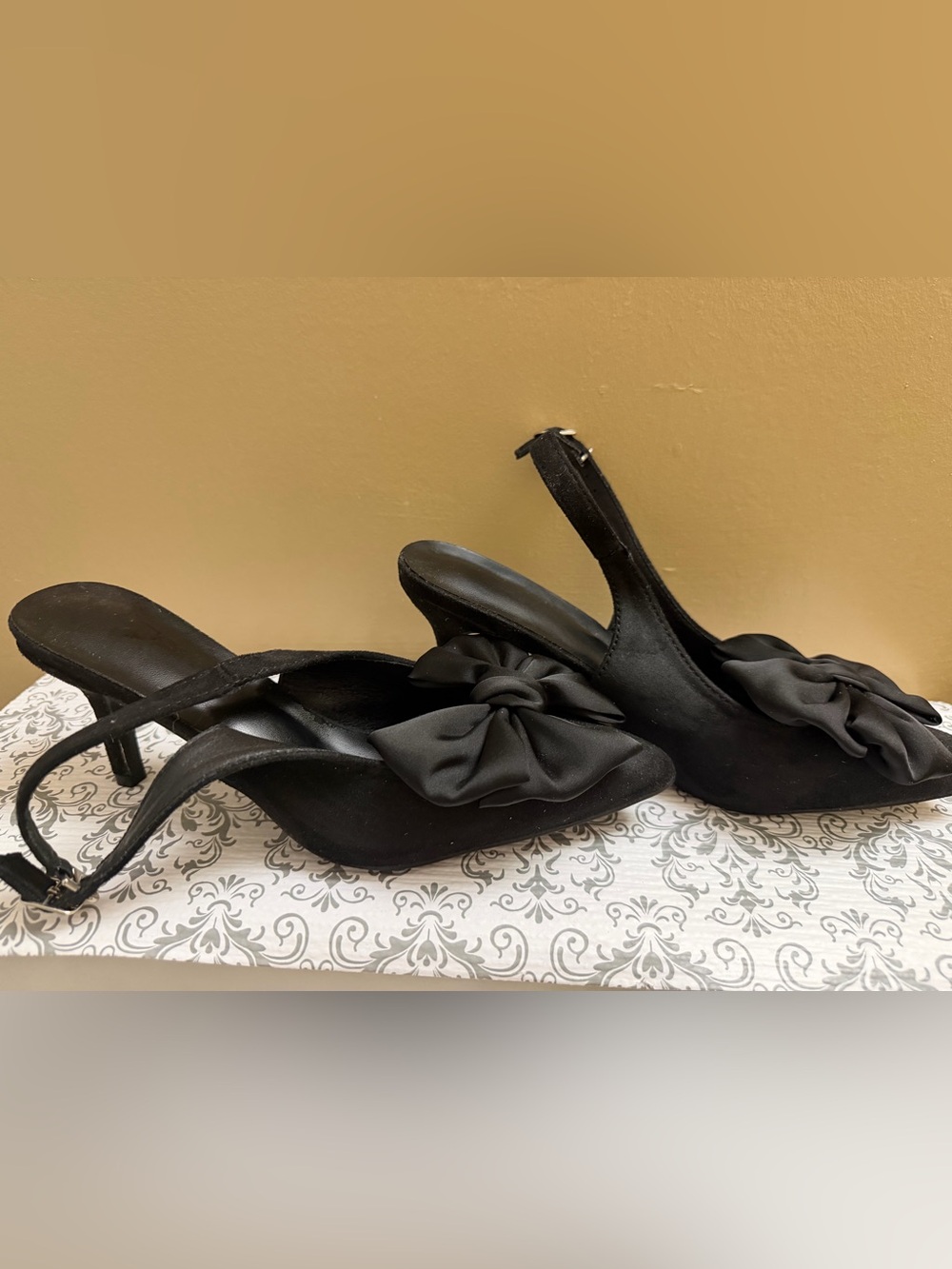 Black sling back heels